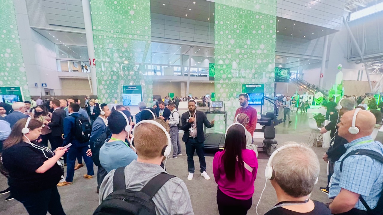 Bryndan D. Moore and Howard Gray leading show floor tours at ptc liveworx 2023.